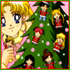 Sailor Moon Christmas icon featuring Usagi and an xmas tree.