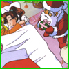 Sailor Moon Christmas icon featuring Santa and Sailor Jupiter.