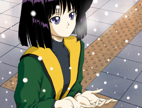 Sailor Moon Christmas image featuring Hotaru Tomoe in the snow.