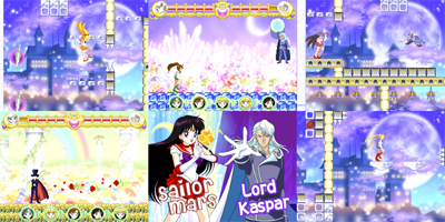 Screenshots from Sailor Moon La Luna Splende video game on Nintendo 3DS.